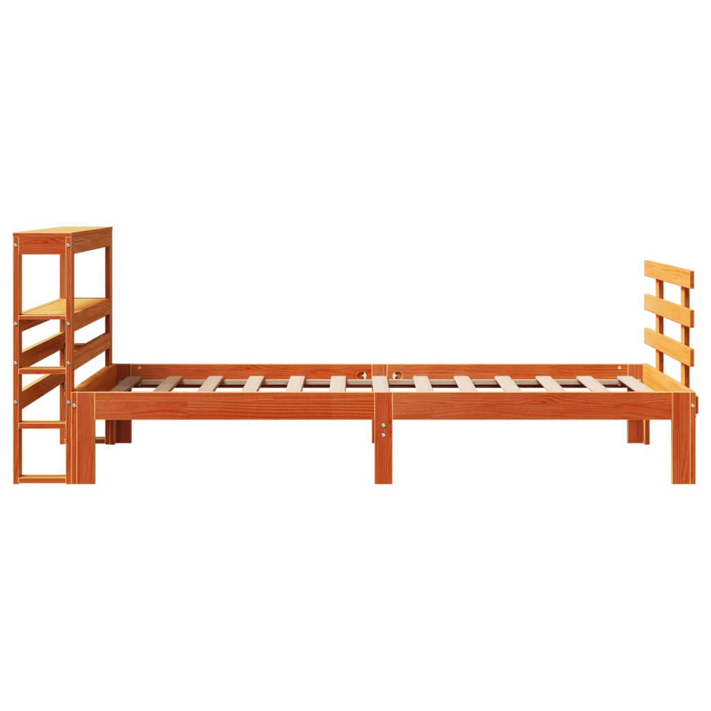 Cadre de lit avec tête de lit sans matelas cire marron 75x190cm