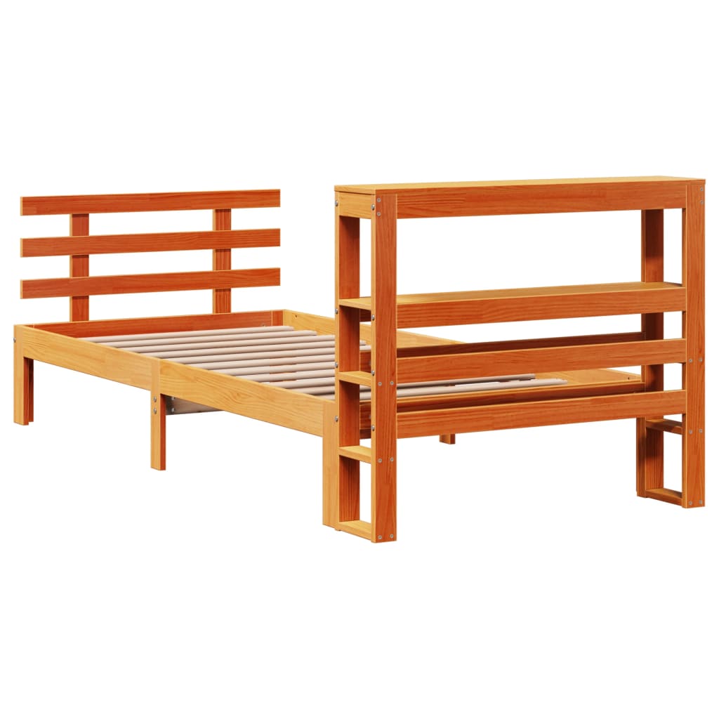 Cadre de lit avec tête de lit sans matelas cire marron 75x190cm