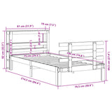 Cadre de lit avec tête de lit sans matelas cire marron 75x190cm