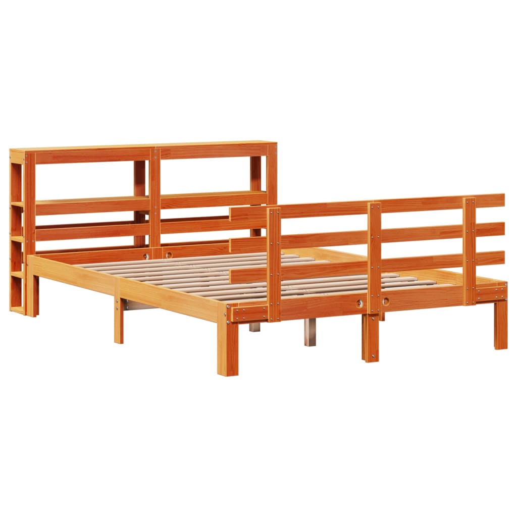 Cadre de lit et tête de lit sans matelas cire marron 120x190 cm