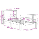 Cadre de lit avec tête de lit sans matelas cire marron 90x200cm