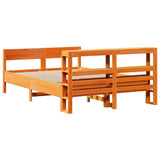 Bed frame without mattress brown wax 120x190cm solid pine wood