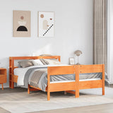 Bed frame without mattress brown wax 120x190cm solid pine wood