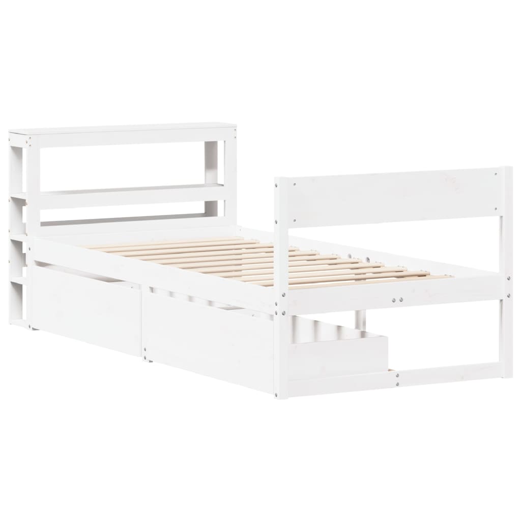 Cadre de lit sans matelas blanc 100x200 cm bois de pin massif