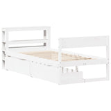 Cadre de lit sans matelas blanc 100x200 cm bois de pin massif