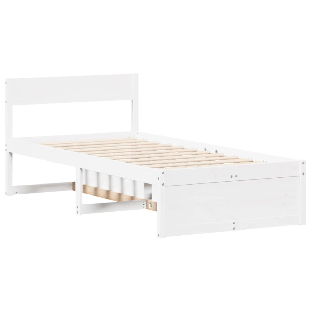 Cadre de lit sans matelas blanc 100x200 cm bois de pin massif