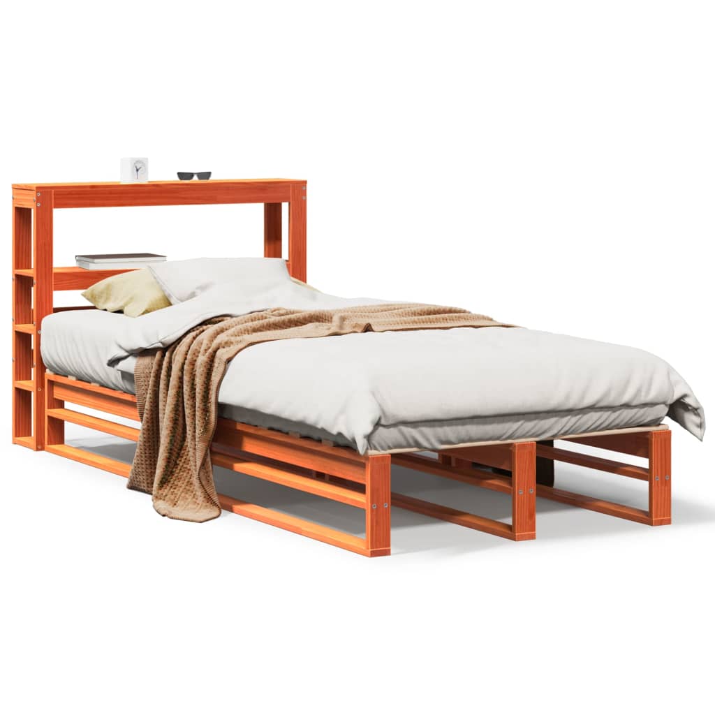 Cadre de lit sans matelas cire marron 90x190 cm bois pin massif