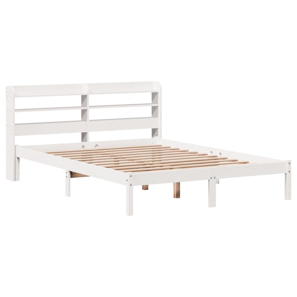 Cadre de lit sans matelas blanc 135x190 cm bois de pin massif