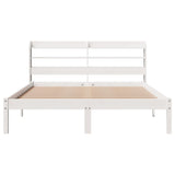 Cadre de lit sans matelas blanc 135x190 cm bois de pin massif