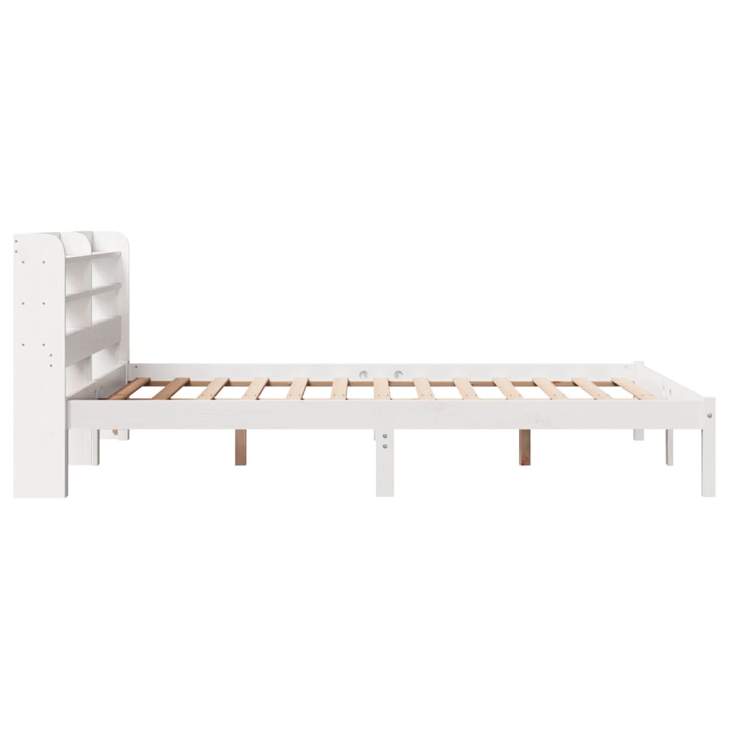 Cadre de lit sans matelas blanc 135x190 cm bois de pin massif