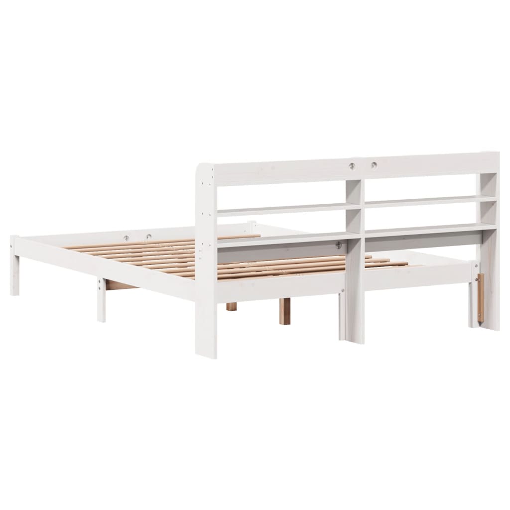 Cadre de lit sans matelas blanc 135x190 cm bois de pin massif