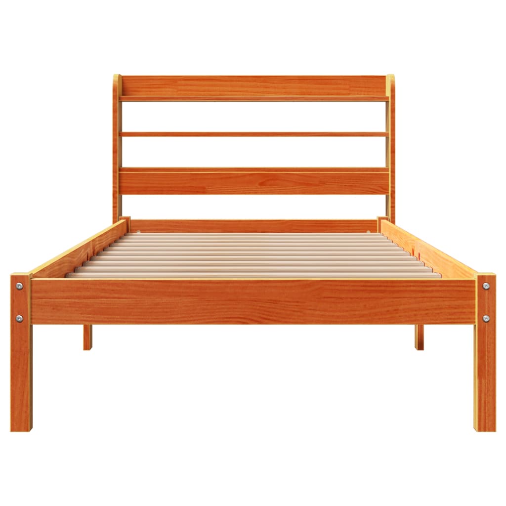 Cadre de lit avec tête de lit sans matelas cire marron 75x190cm