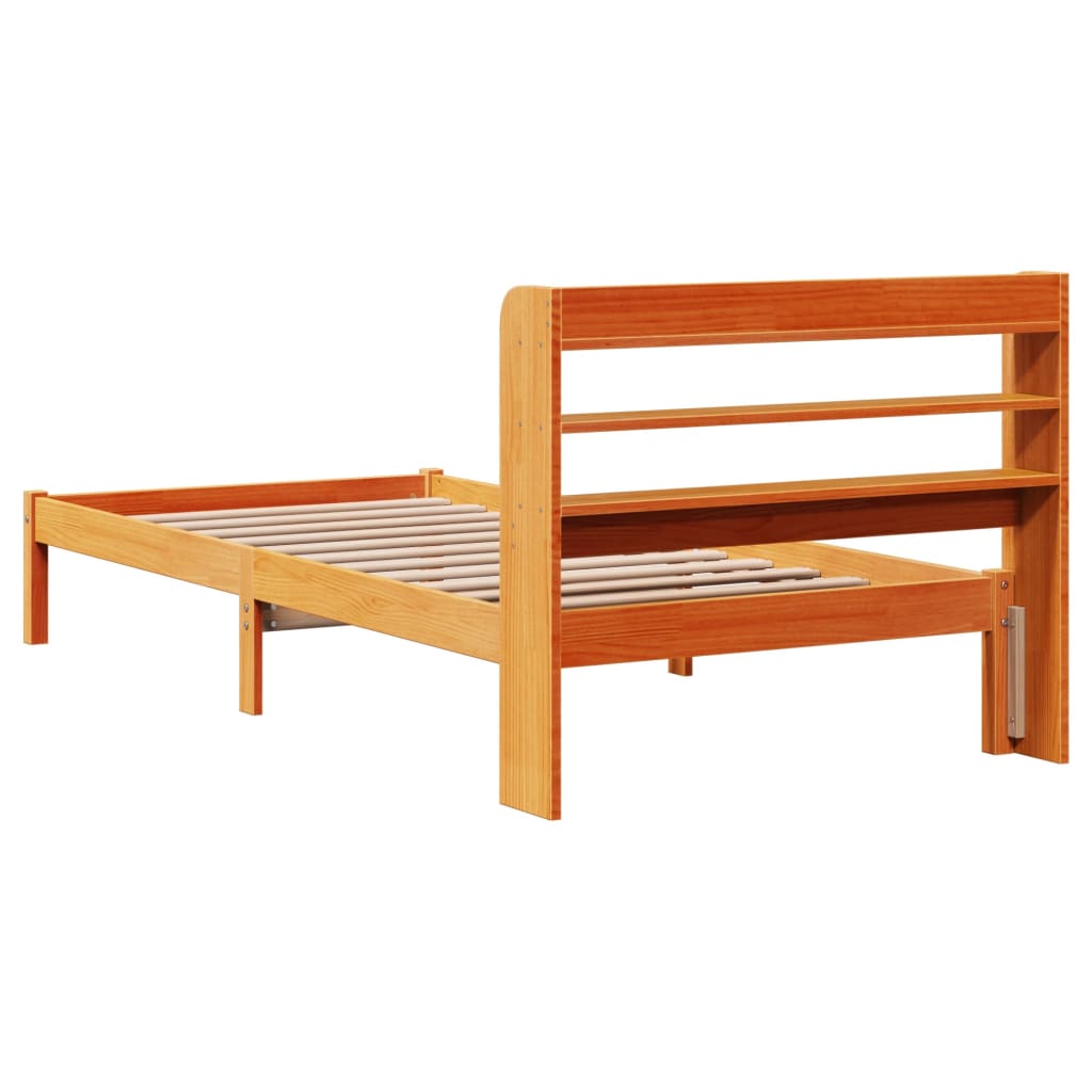 Cadre de lit avec tête de lit sans matelas cire marron 75x190cm