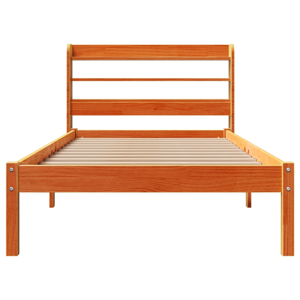 Cadre de lit avec tête de lit sans matelas cire marron 90x190cm