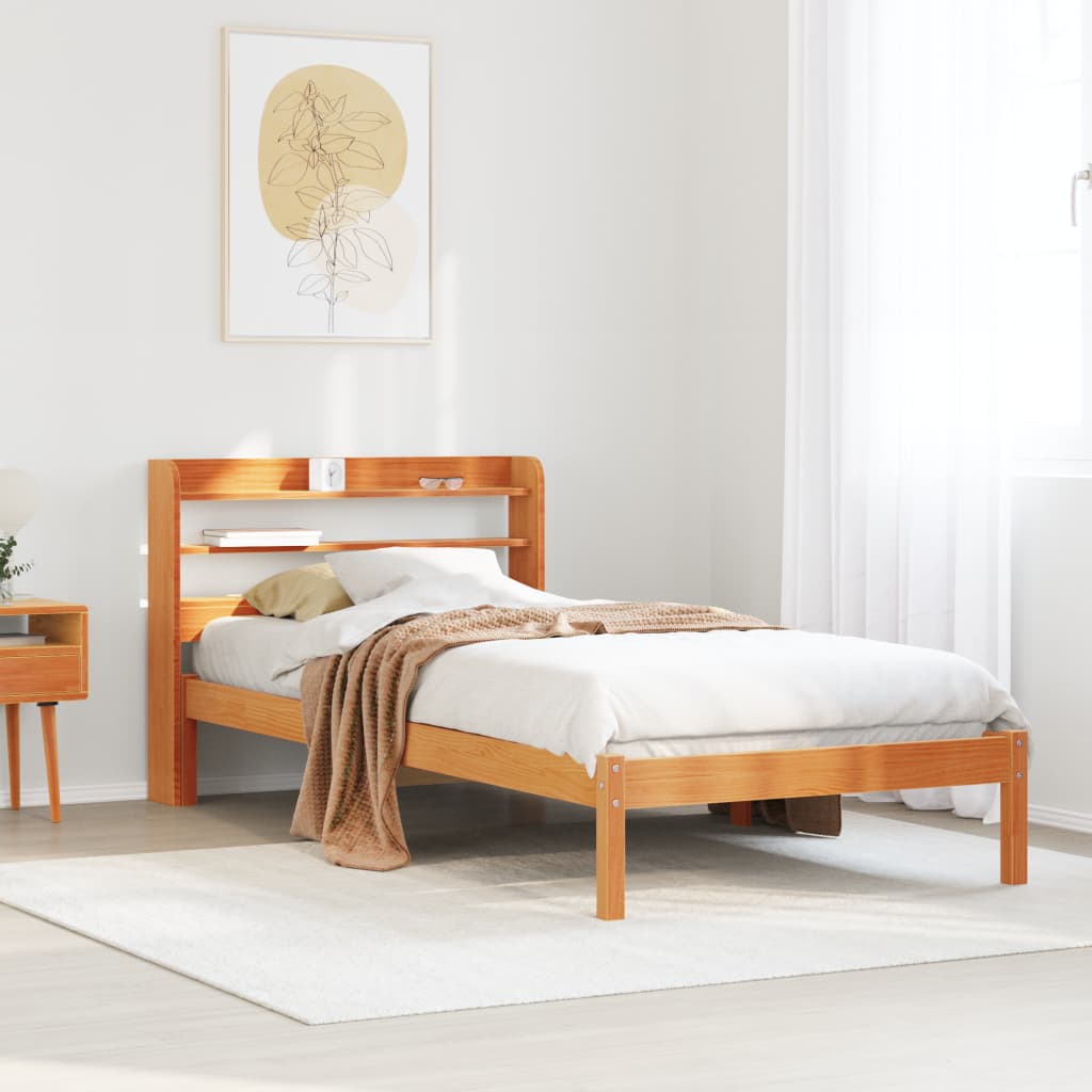 Cadre de lit avec tête de lit sans matelas cire marron 90x190cm