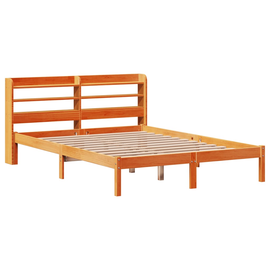 Cadre de lit et tête de lit sans matelas cire marron 120x190 cm