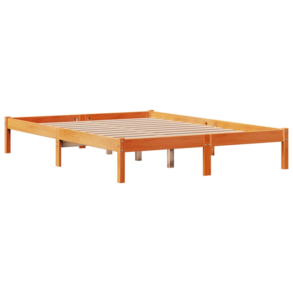 Cadre de lit et tête de lit sans matelas cire marron 120x190 cm