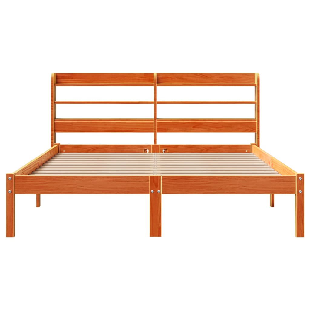 Cadre de lit et tête de lit sans matelas cire marron 120x190 cm