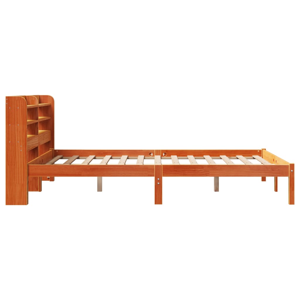 Cadre de lit et tête de lit sans matelas cire marron 120x190 cm