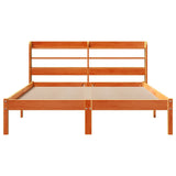 Cadre de lit et tête de lit sans matelas cire marron 135x190 cm