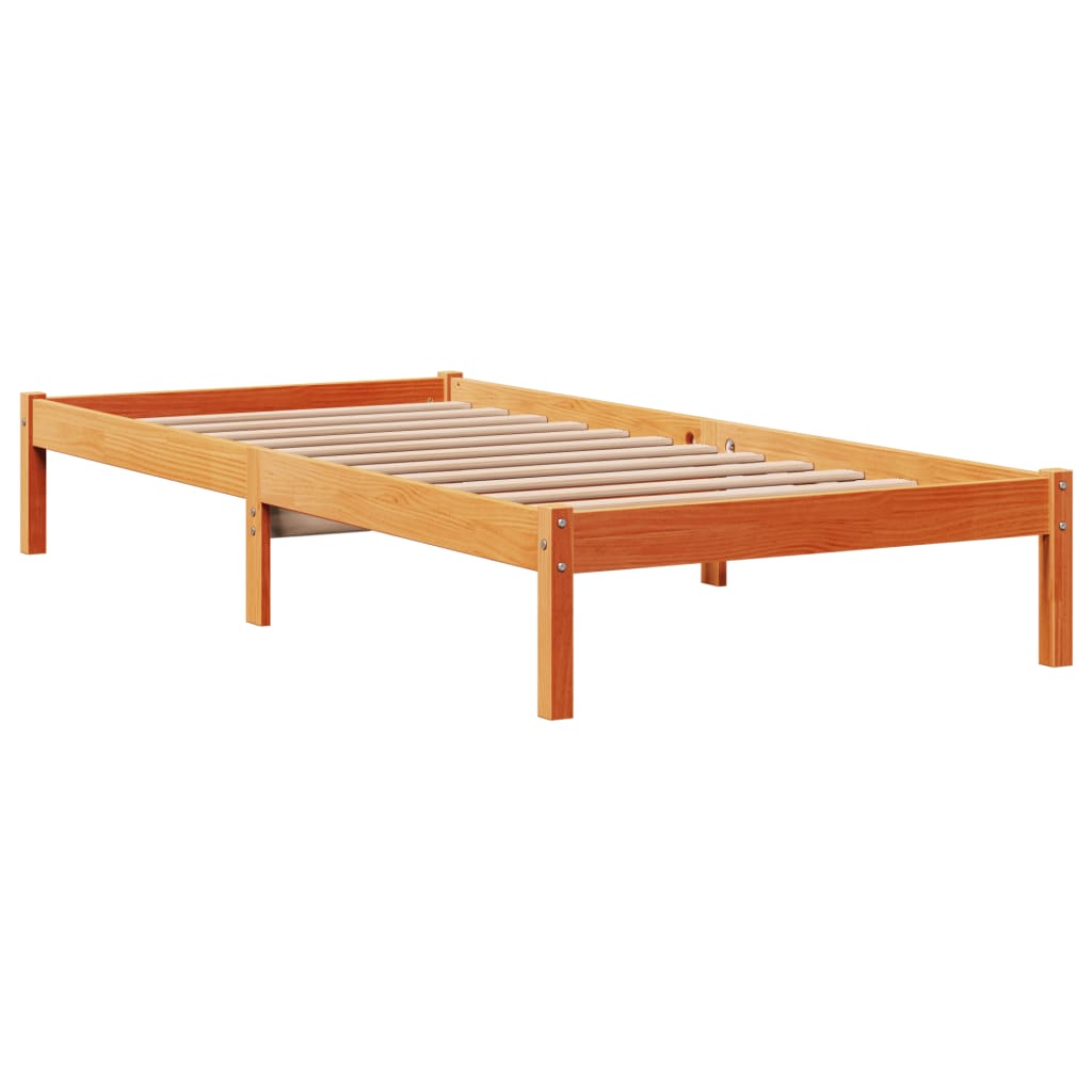 Cadre de lit avec tête de lit sans matelas cire marron 90x200cm