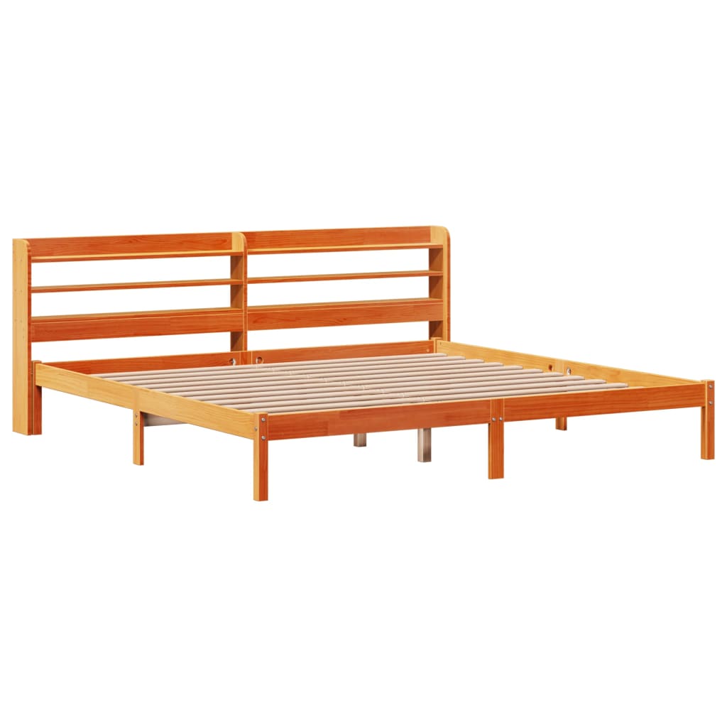 Cadre de lit et tête de lit sans matelas cire marron 200x200 cm