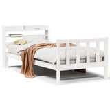 Bed frame without white mattress 75x190 cm solid pine wood