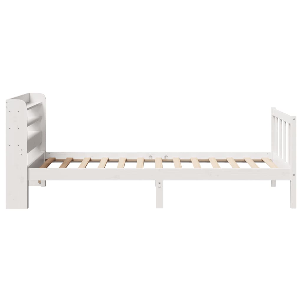 Bed frame without white mattress 75x190 cm solid pine wood