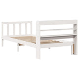 Bed frame without white mattress 75x190 cm solid pine wood