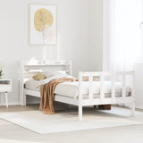 Bed frame without white mattress 75x190 cm solid pine wood