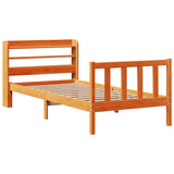 Cadre de lit avec tête de lit sans matelas cire marron 75x190cm