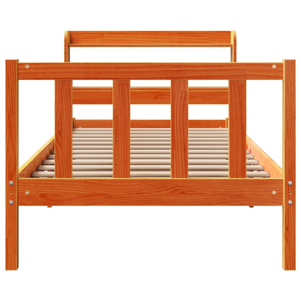 Cadre de lit avec tête de lit sans matelas cire marron 90x190cm