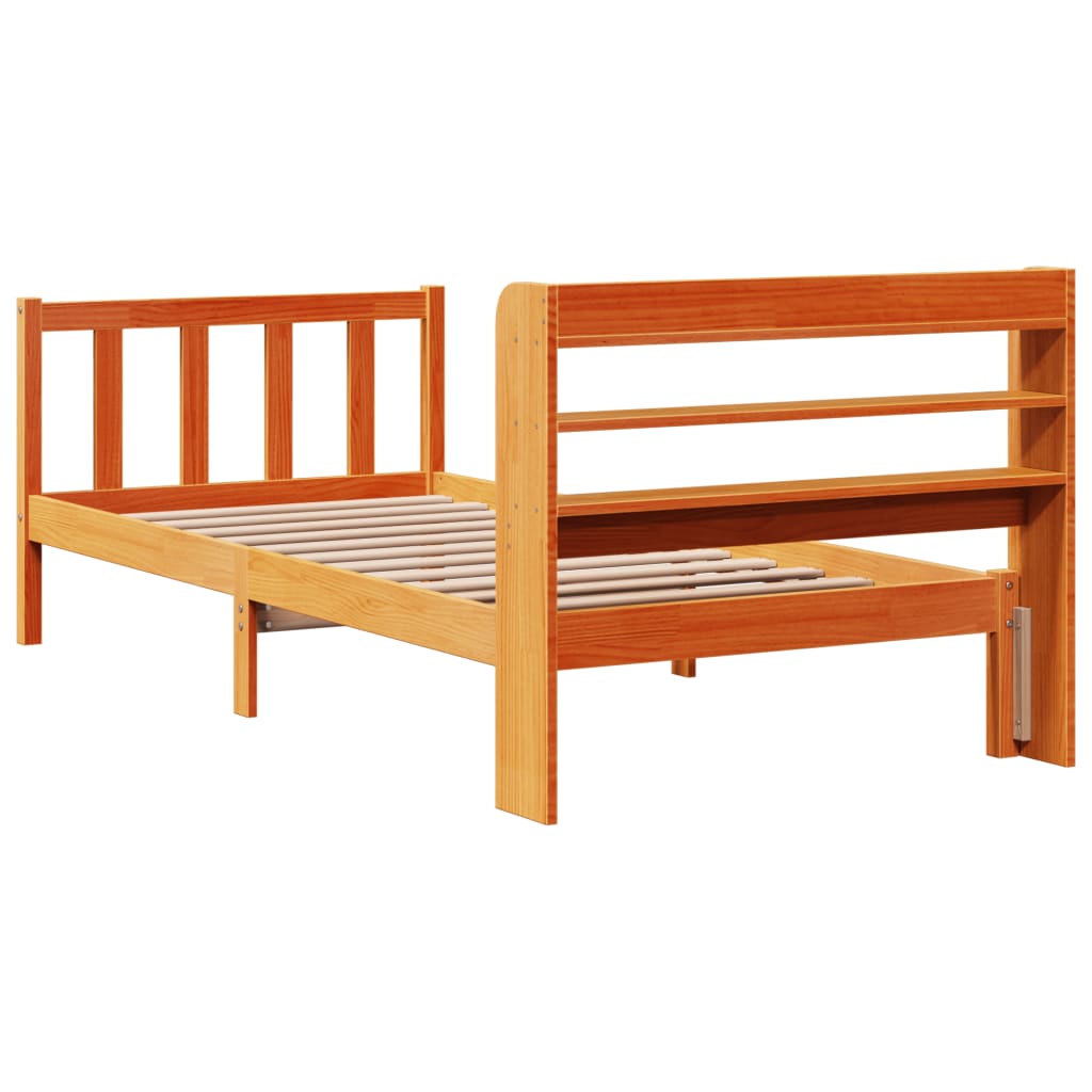 Cadre de lit avec tête de lit sans matelas cire marron 90x190cm