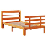 Cadre de lit avec tête de lit sans matelas cire marron 75x190cm