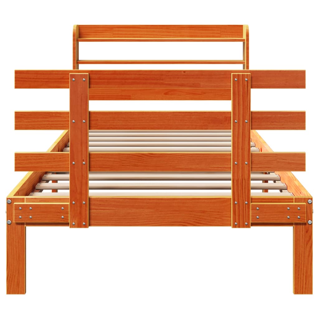 Cadre de lit avec tête de lit sans matelas cire marron 90x190cm