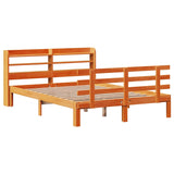 Cadre de lit et tête de lit sans matelas cire marron 120x190 cm