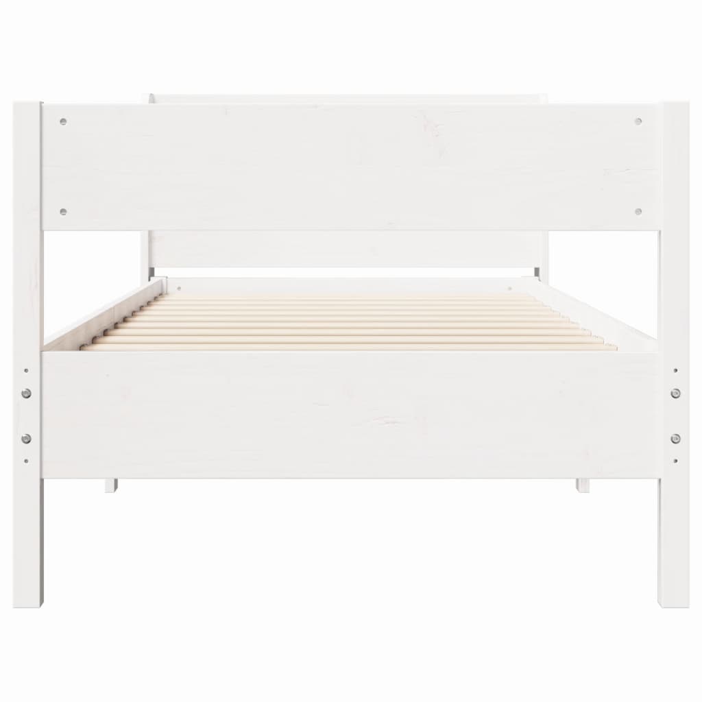 Cadre de lit sans matelas blanc 100x200 cm bois de pin massif