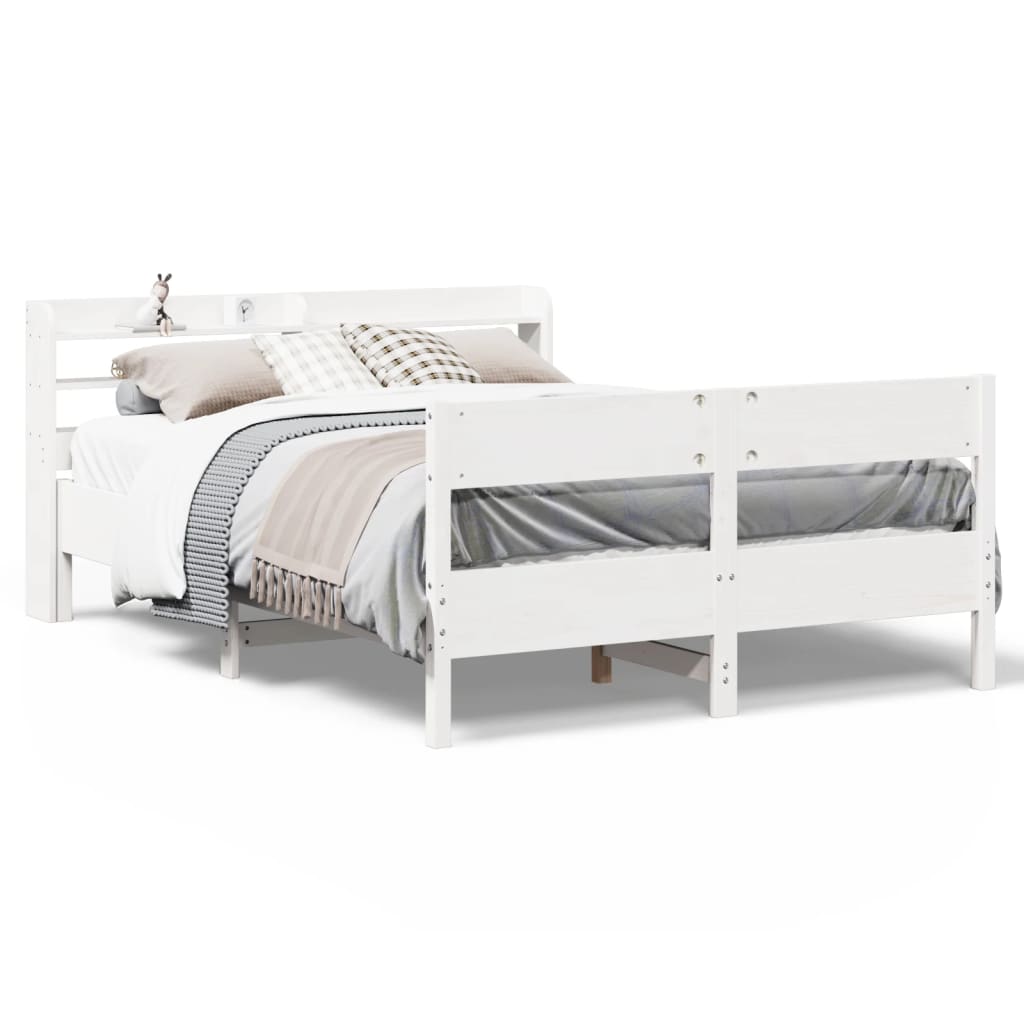 Cadre de lit sans matelas blanc 135x190 cm bois de pin massif