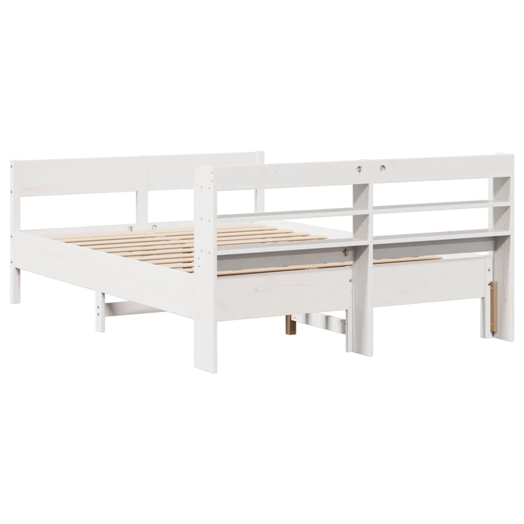 Cadre de lit sans matelas blanc 135x190 cm bois de pin massif