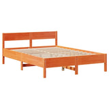 Cadre de lit sans matelas cire marron 135x190cm bois pin massif