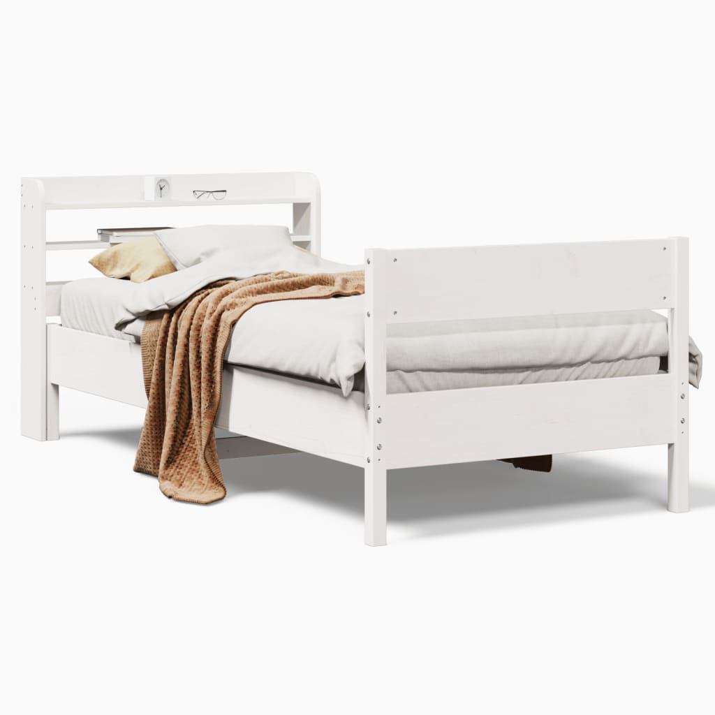 Cadre de lit sans matelas blanc 75x190 cm bois de pin massif