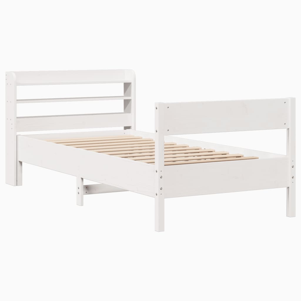 Cadre de lit sans matelas blanc 75x190 cm bois de pin massif