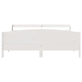 Cadre de lit sans matelas blanc 200x200 cm bois massif de pin