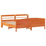 Cadre de lit sans matelas cire marron 200x200cm bois pin massif