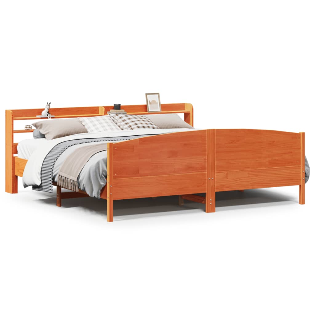 Cadre de lit sans matelas cire marron 180x200cm bois pin massif