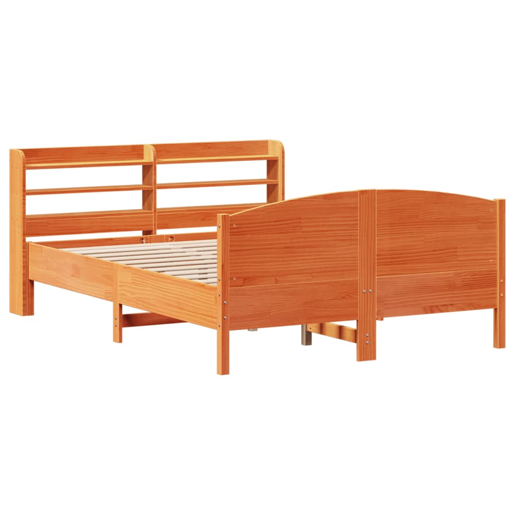 Cadre de lit sans matelas cire marron 160x200cm bois pin massif