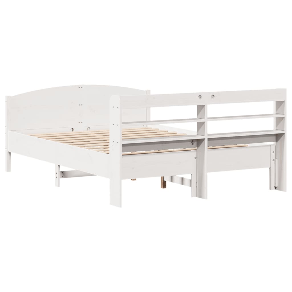 Cadre de lit sans matelas blanc 150x200 cm bois de pin massif