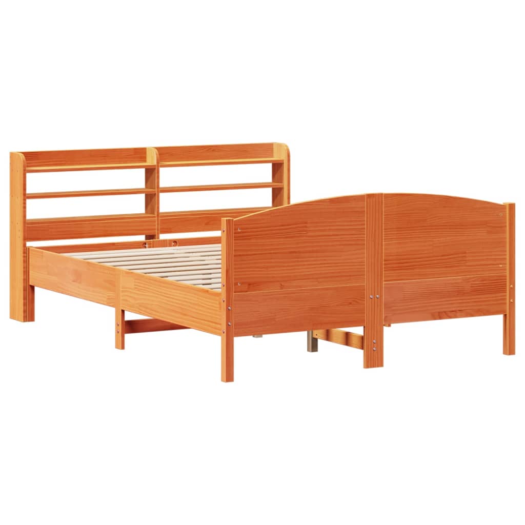 Cadre de lit sans matelas cire marron 120x190cm bois pin massif