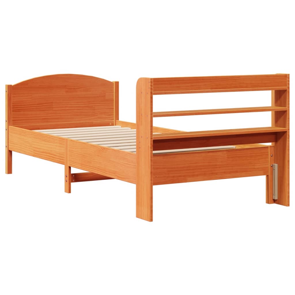 Cadre de lit sans matelas cire marron 100x200cm bois pin massif