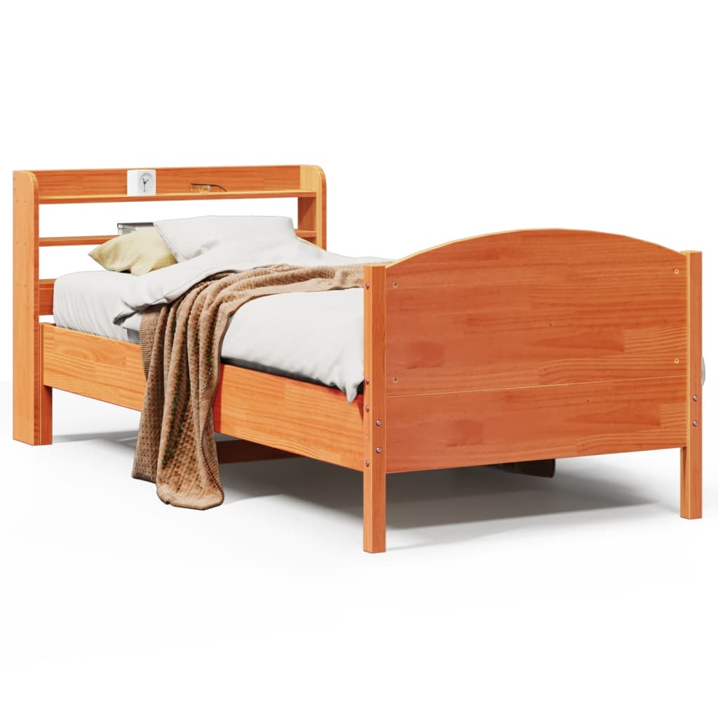 Cadre de lit sans matelas cire marron 90x190 cm bois pin massif